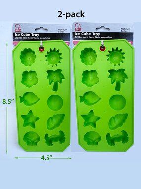 Chef Craft Flexible Thermoplastic 10-Cube Ice Tray -Fun Beach Shapes 2-pack NEW